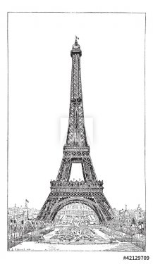 Eiffel Tower, brought up by the engineer Gustave Eiffel, vintage - 900459813