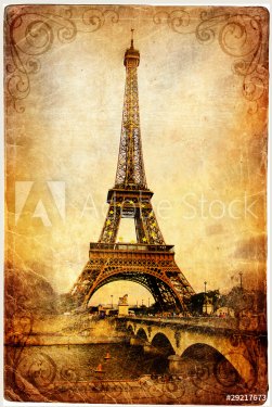 Eiffel tower - retro picture - 900031780