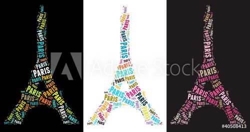 Eiffel Tower text graphic illustration. Very large file. - 901140526