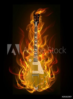 Electric guitar in fire and flames - 900464125