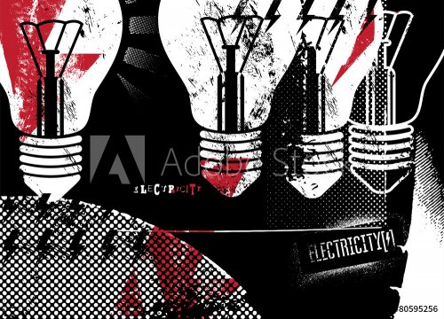 Electricity. Retro grunge poster. Vector illustration.