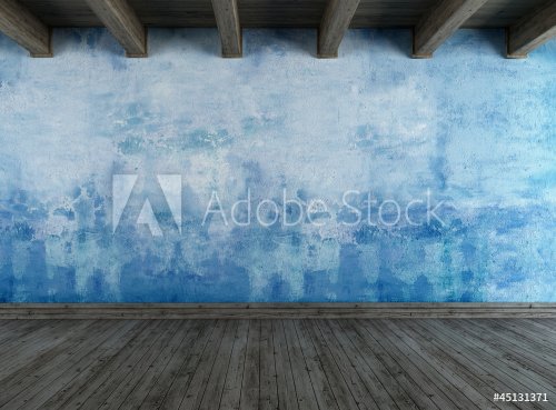 Empty blue grunge room