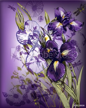 eps10 bouquet of blooming irises