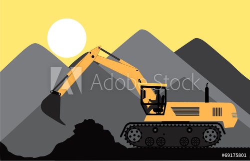 excavator works in a quarry - 901144180