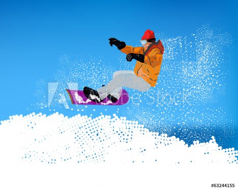 Extreme Snowboard.Mountain skiing.Vector