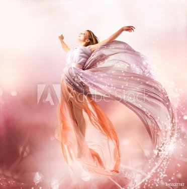Fairy. Beautiful Girl in Blowing Dress Flying. Magic - 900759019