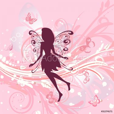 Fairy girl on a romantic floral background - 901138407