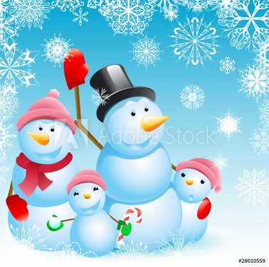family of snowman christmas background