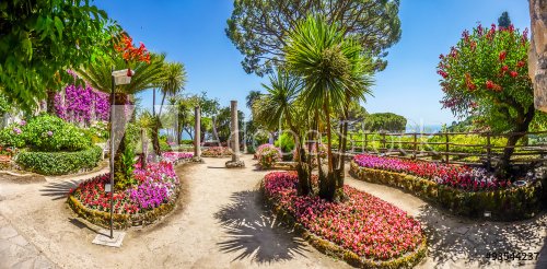 Famous Villa Rufolo gardens in Ravello at Amalfi Coast, Italy - 901146483