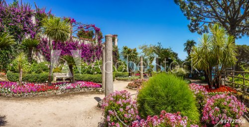 Famous Villa Rufolo gardens in Ravello at Amalfi Coast, Italy - 901146484