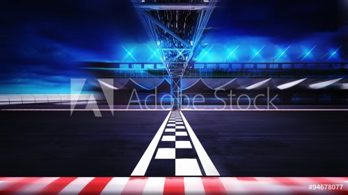 finish line on the racetrack in motion blur side view - 901146411