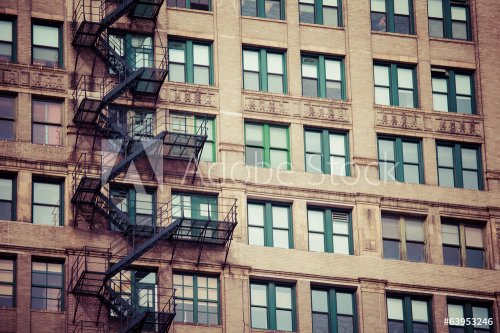 Fire escape on an old building - 901146205