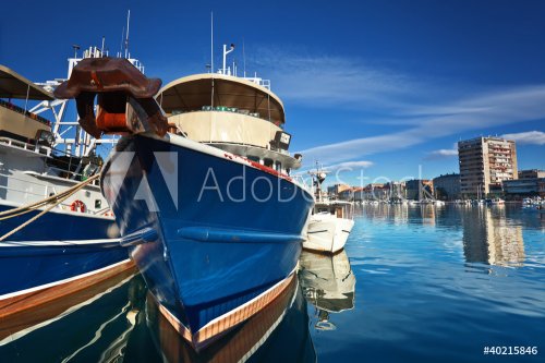 fishing boat in port in Zadar, Croatia - 900264681
