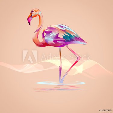 flamingo on an orange background - 901153523