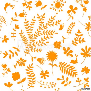 Floral ornament sketch, seamless background for your design