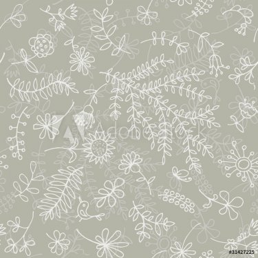 Floral ornament sketch, seamless background for your design