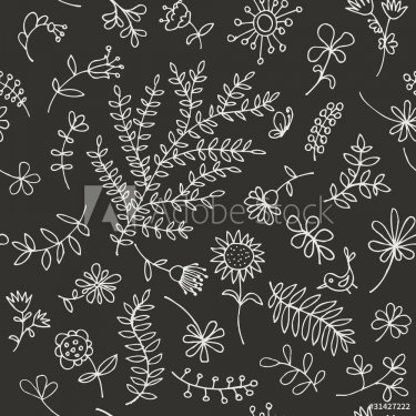 Floral ornament sketch, seamless background for your design - 900459328