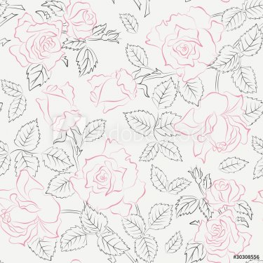 Floral seamless pattern with roses - 900461670