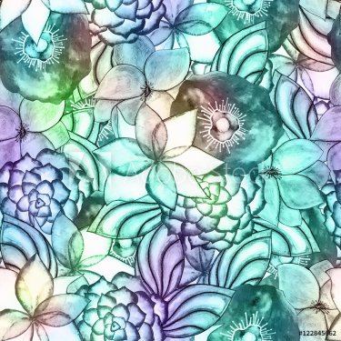 floral watercolor seamless pattern - 901147840
