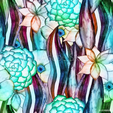 floral watercolor seamless pattern - 901147841
