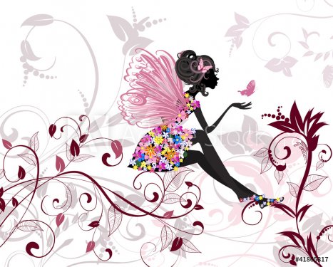 Flower Fairy with butterflies - 901138358