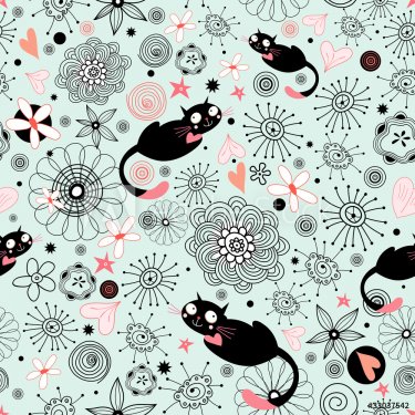 Flower texture with cats