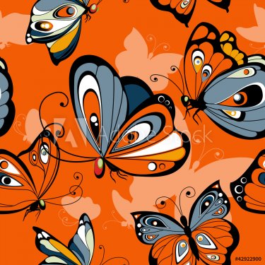 Flying butterflies seamless pattern - 900458609