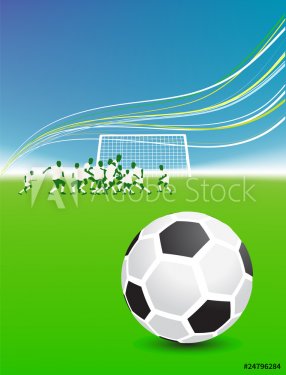Football players on field, soccer ball - 900459418