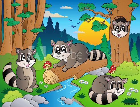 Forest scene with various animals 7 - 900492097