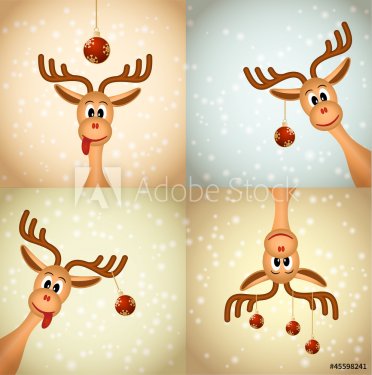 Four funny christmas reindeer - 900954726