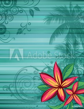 Frangipani tropical flowers on striped background - 900485227