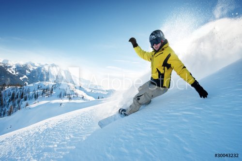 Freeride snowboarding photo in deep powder - 900050120