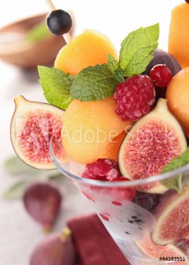 fresh fruits salad and mint - 900611716