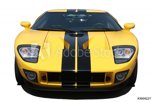 front of yellow supercar with black stripes - 901153266