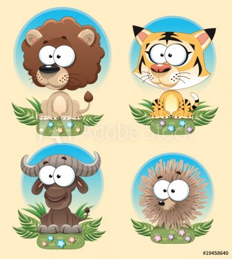 Funny Animal of Africa. Cartoon and vector characters. - 900455788