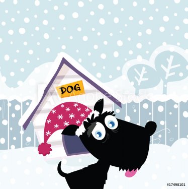 Funny christmas dog. Vector Illustration. - 900706151