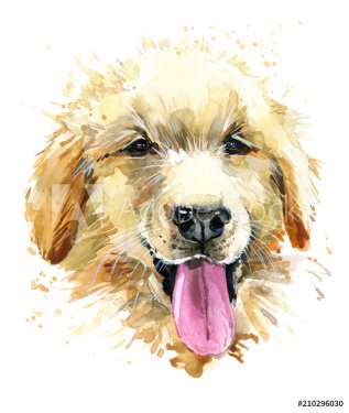 Funny dog. cute puppy watercolor hand drawn illustration. - 901153837