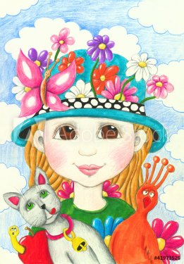 Funny little girl with hat