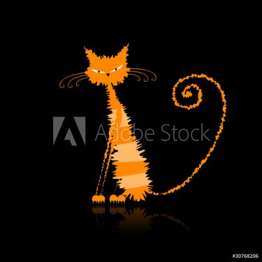 Funny orange wet cat for your design