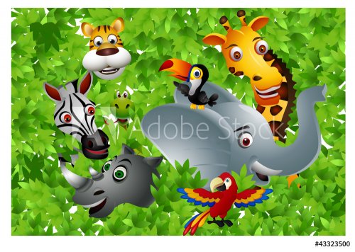 Funny safari animal cartoon - 900949519