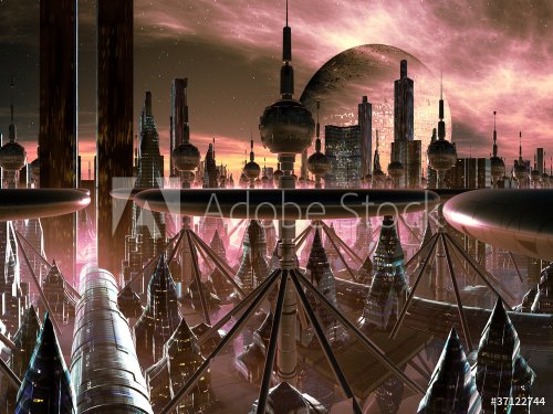 Futuristic Metropolis on Distant World - 900462455