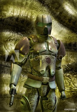 futuristic soldier in armor - 900462079