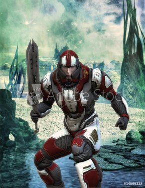 futuristic soldier in armor - 900462080