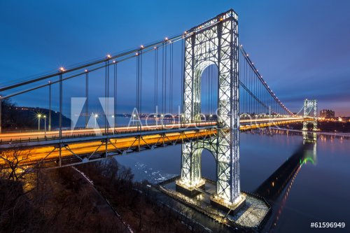 George Washington Bridge illuminated for the Big Game - 901141638