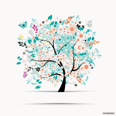 Gift card design with floral tree