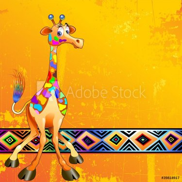 Giraffa Fantasia Colori d'Africa-Africa Colors Giraffe Cartoon - 900469224