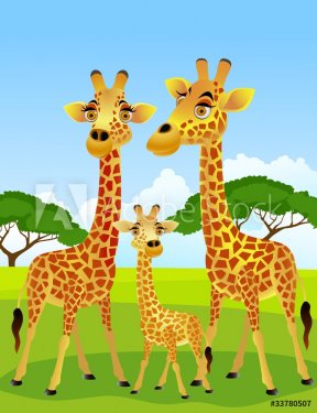 Giraffe family cartoon