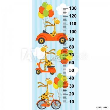 giraffe flies in sky on  bicycle, car, scooter(in original proportions 1:4) - vector illustration, eps
