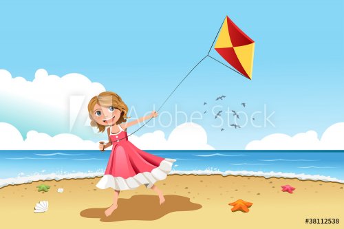 Girl flying kite - 900461313