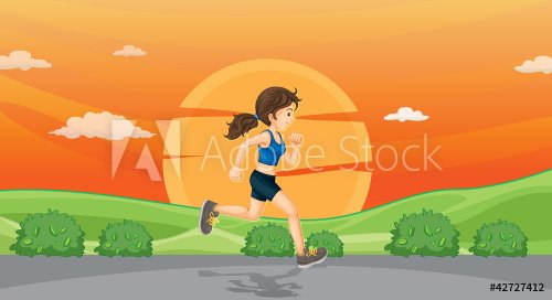 girl running on road - 900460544